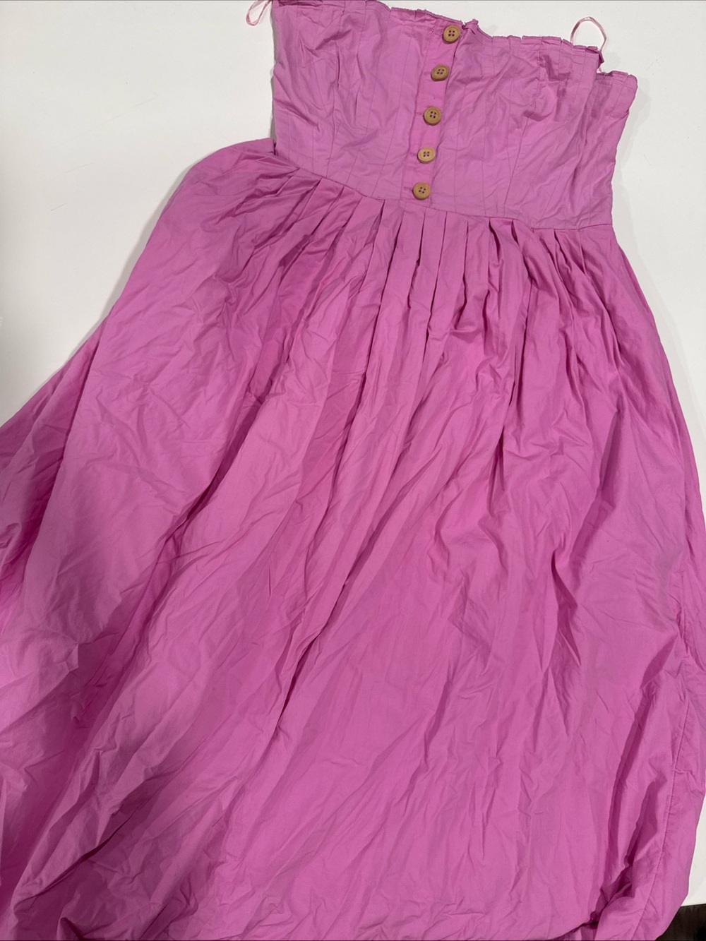 Free People Lilah Strapless Pleated Midi Dress Size L Lilac Purple Pink A040826